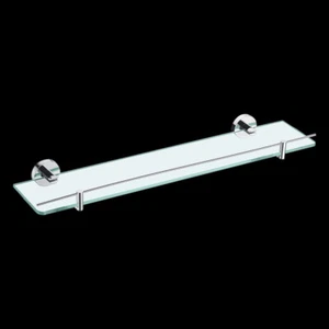 Bathroom Round 600mm Single Shower Glass Shelf Wall Mounted Brass Chrome - Picture 1 of 2
