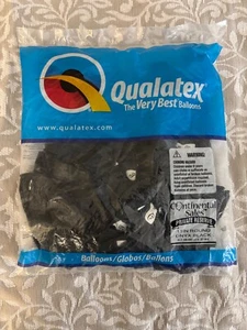 11” Round Onyx Black with Balaclava Eyes Qualatex Balloons, 100ct - Picture 1 of 5