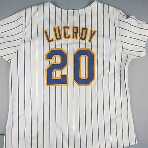 Kids Majestic MLB Milwaukee Brewers #20 Jonathan Lucroy Jersey Size L 14/16 - Picture 1 of 6