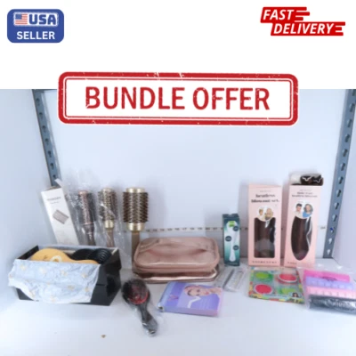 (PAQUETE) HERRAMIENTAS PARA EL CABELLO CEPILLOS RIZADORES ALMOHADILLAS PARA OJOS DERMA RODILLO BOLSA DE MAQUILLAJE Y MÁS Foto 1 de 4