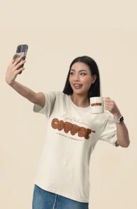 Magic Smile Juice Coffee Tee, Unisex T-shirt, Oversized Box Tee, Coffee Lover - Picture 1 of 5