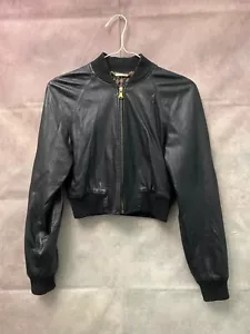 Giacca in pelle Dolce & Gabbana nera donna bomber taglia S - Foto 1 di 9