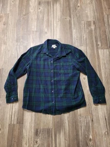 L.L.Bean Flannel Shirt Womens XL Relaxed Fit Blue Green Plaid Cotton - Picture 1 of 7