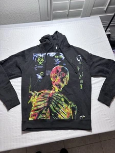 Felpa pullover Hot Topic Skull Dark Nice nera maglietta felpa con cappuccio M teschi uomo - Foto 1 di 9