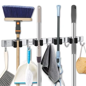 Broom Mop Holder Wall Mount Stainless Steel Wall Mounted Storage Organizer He... - Picture 1 of 7