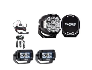 Kings 7" Lethal Pro Driving Lights+harness + 2x 3.3" Work light + Rear Harness - Picture 1 of 12