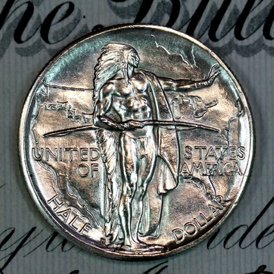 * 1937-D * SUPERB+ GEM BU MS OREGON TRAIL COMMEMORATIVE HALF-DOLLAR * - Image 1 of 3