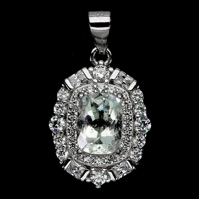 Colgante de plata de ley 925 ovalado aguamarina 7x5 mm joyas de piedras preciosas naturales Foto 1 de 4