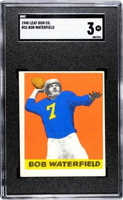 BOB WATERFIELD 1948 LEAF GUM COMPANY RC #26 LOS ANGELES RAMS NFL HOF - Image 1 of 2