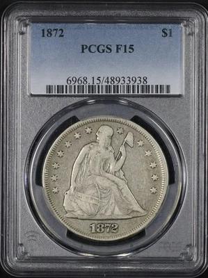 Dólar libertad sentada 1872 graduación profesional F15! 48933938 Foto 1 de 2