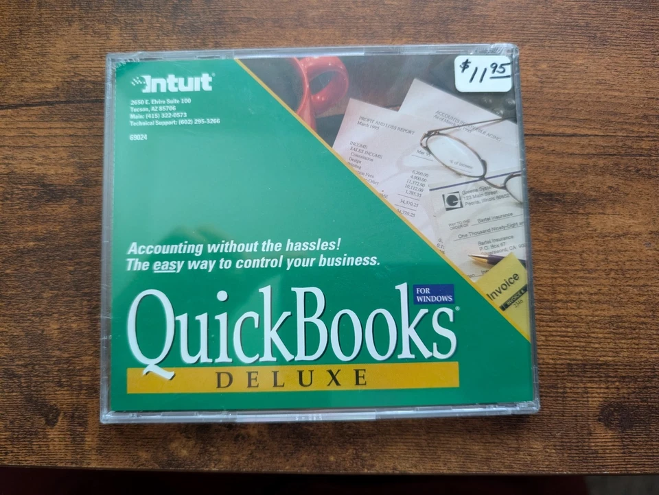 Vintage QuickBooks Deluxe for Windows 1994 CD Sealed Intuit Accounting Software - Image 1 of 2