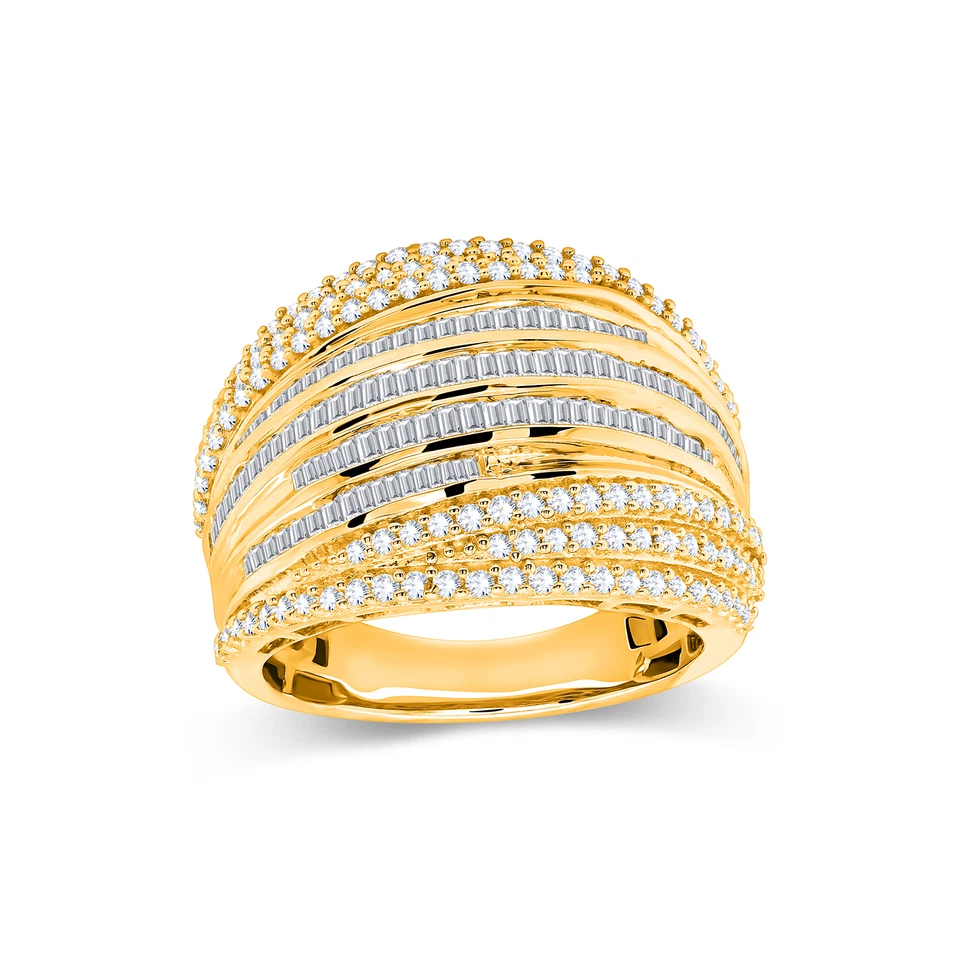 Anillo de compromiso de boda con racimo de diamantes naturales certificado de 1,49 quilates de oro amarillo de 10 quilates Foto 1 de 4