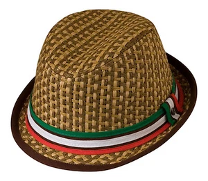 Cappello Italia Fedora/Trilby Fascia Cotone Rosso Bianco e Verde Galles/Messico/Italia - Foto 1 di 3