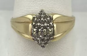 14 Karat 2,68 g Gelbgold Diamant Cluster Ring Größe 10,5 wunderschön!!! - Bild 1 von 7