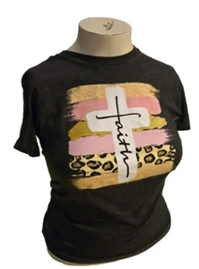 Love In Faith Womens Faith Shirt Size S Small Christian Prayer Tshirt Black - Picture 1 of 1
