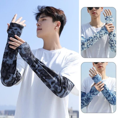 Ice Silk Arm Sleeves For Summer Outdoor Sports Sunscreen UV Protection 1 Pair⊥ - Image 1 of 4
