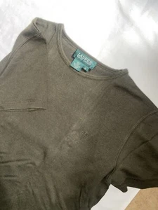 LRL Lauren Ralph Lauren camicia donna media esercito casual pullover top 100% cotone - Foto 1 di 5