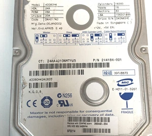 Maxtor 4D080H4 80GB 5400RPM IDE Hard Drive – COMPAQ P/N 244184-001 - Afbeelding 1 van 6