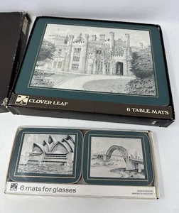 Vintage Kleeblatt Tischsets AUSTRALIEN Szenen Set 6 Tischsets 6 Untersetzer NEU - Bild 1 von 10