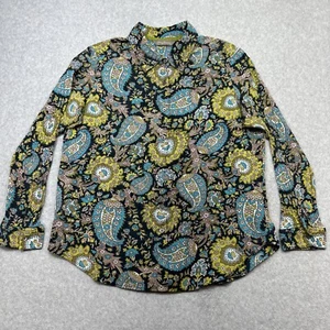 Tommy Bahama Top 14 Blue Yellow Paisley Boho Relaxed Resort Coastal Casual Wear - Picture 1 of 13
