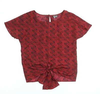 Blusa básica de poliéster geométrico rojo brillante y fundido para mujer talla XS cuello redondo -  Foto 1 de 4