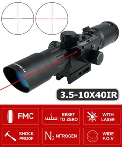 3.5-10x40IR Rifle Scope Red Illuminated Mil-dot Riflescope with Red Dot Laser - Picture 1 of 6