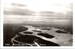 RPPC Mitternachtssonne Yukon Luftaufnahme Alaska Postkarte A76 - Bild 1 von 2
