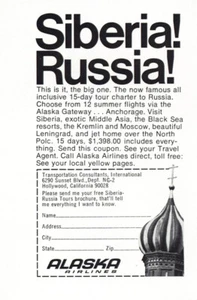 1971 Alaska Airlines: Siberia, Russia Vintage Print Ad - Picture 1 of 1