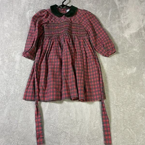Carriage Boutiquen Kleid Mädchen Größe 5Y gesmokt kariert Peter Pan Kragen Weihnachten - Bild 1 von 9