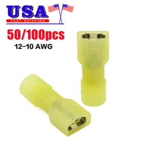 50/100pcs Female Fully Insulated Nylon Quick Disconnect 12-10 AWG Wire Terminal - Picture 1 of 6
