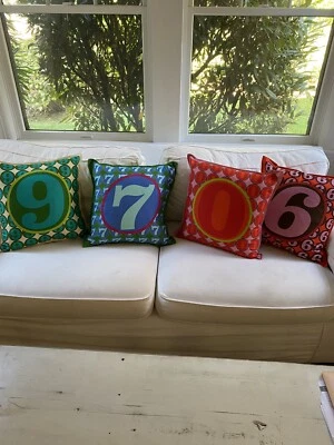 Decorative silk number pillow covers - Image 1 of 4