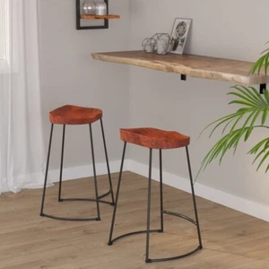 vidaXL Gavin Bar Stools 2 pcs 45x40x63 cm Solid Wood Mango - Picture 1 of 11