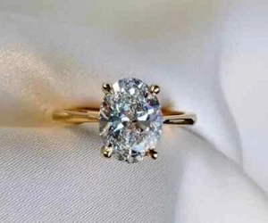 2.00Ct Solitaire Oval Cut Lab Created Diamond 14K Gold FN Engagement Bridal Ring - Picture 1 of 9