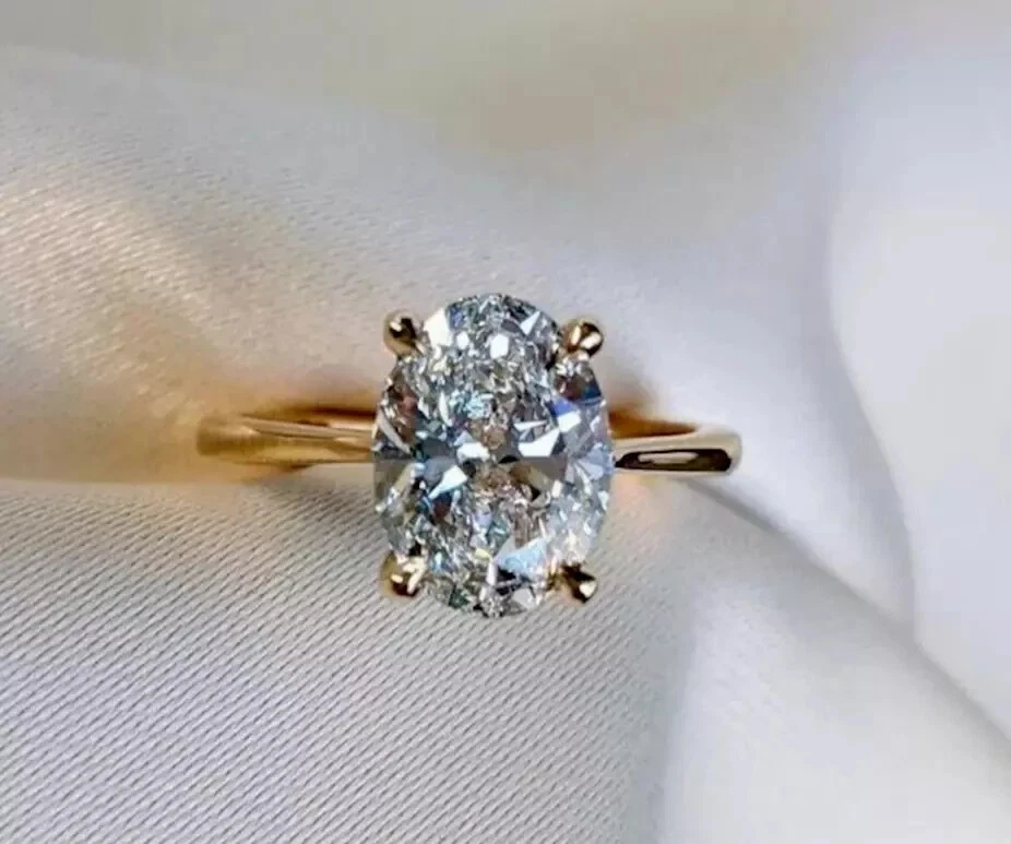 Anillo de compromiso nupcial solitario de 2,00 quilates con diamantes creados en laboratorio de oro de 14 quilates FN Foto 1 de 1