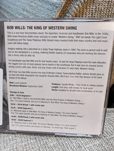 Bob Wills "The king of western swing" one hour radio special cd - Picture 1 of 3