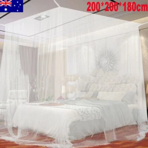 4 Corner Hanging Bed Canopy Mosquito Net For Double King Bed Camping Netting - Picture 1 of 9