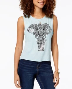 Rebellious One Juniors' Graphic Tank Top Sleeveless Size XS Pullover Light Blue - Picture 1 of 2