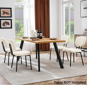 Sillas De Comedor Modernas 4 Sillas Para Sala Tapizadas Beige Dining Chair 4 Set - Picture 1 of 7