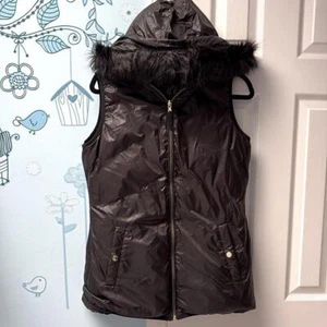 New Michael Kors Reversible Black Hooded Puffer Women's Zippered Vest Size S ! - Picture 1 of 13
