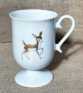 Golden Deer Irish Coffee Mug Cup Pedestal Woodland Animal Cottage Core Winter - Picture 1 of 7