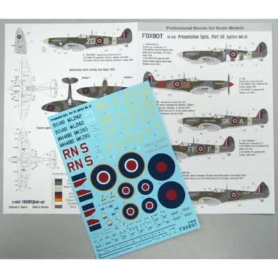 Decals Spitfire Mk. IX (Part 3, Presentation Spits) FOXBOT 48-016 Scale 1:48  - Image 1 of 4
