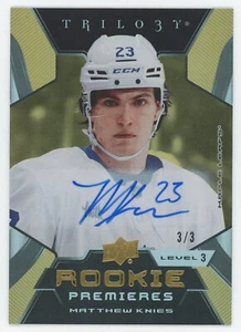 2023-24 Upper Deck Trilogy Rookie Premieres Autographe Niveau 3 Matthew Knies 3/3 - Photo 1 sur 3