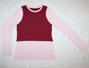 Nike Pro Girls Dri-Fit Training Top Long Sleeve Youth Size Large Red Pink - Picture 1 of 7