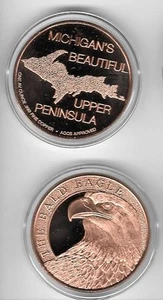 1.5" YOOPER EAGLE MEDALLION - 1 Ounce of PURE copper with case- From da UP - Picture 1 of 1