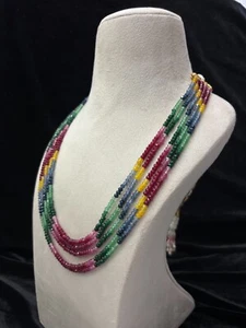 COLLANA MULTI ZAFFIRO QUARZO RONDELLE PIETRE PREZIOSE SFACCETTATE PERLINE 16-18 POLLICI 1 - Foto 1 di 6