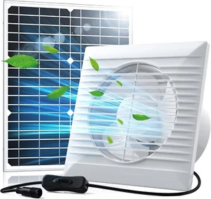 Solar Powered Exhaust Fan Pro, 20W Solar Panel + 8 Inch High Speed Exhaust Fan - Picture 1 of 9