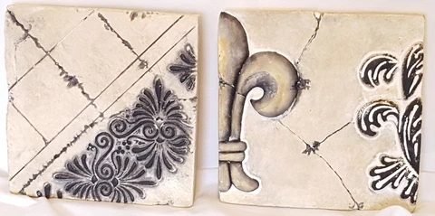 Wall Decor, 2 "Antique" Tiles, 7" x 7" Cover