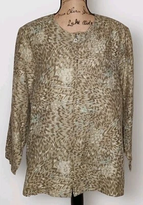 C.D. DANIELS - Chaqueta ligera de gamuza abstracta verde con cremallera - Para mujer talla 1X Foto 1 de 3