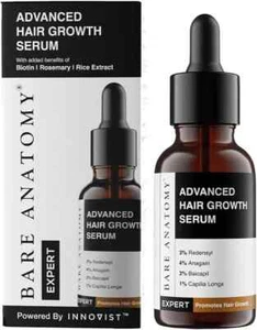 Suero avanzado para el crecimiento del cabello Bare Anatomy biotina 3 % redensible para hombres y mujeres 30 ml - Imagen 1 de 8