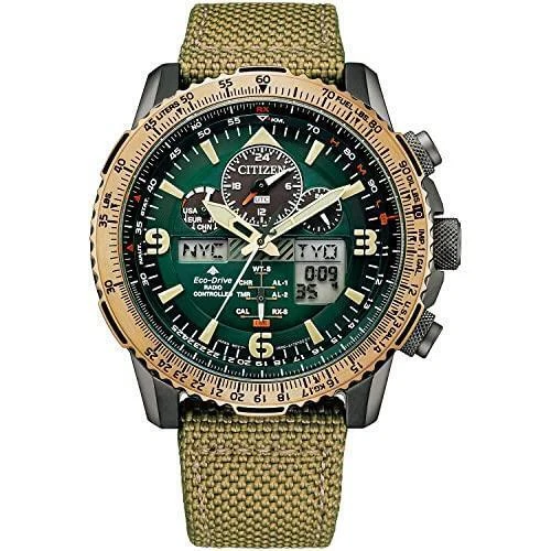 Citizen Promaster Eco-Drive 45.4mm Gray Stainless Steel Case with Khaki Nylon Band Men's Wristwatch